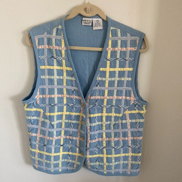 Amazing and Unique Vintage 90s Quilted Basket Weave Vest by NAPA VALLEY Size M - Picture 1 of 4